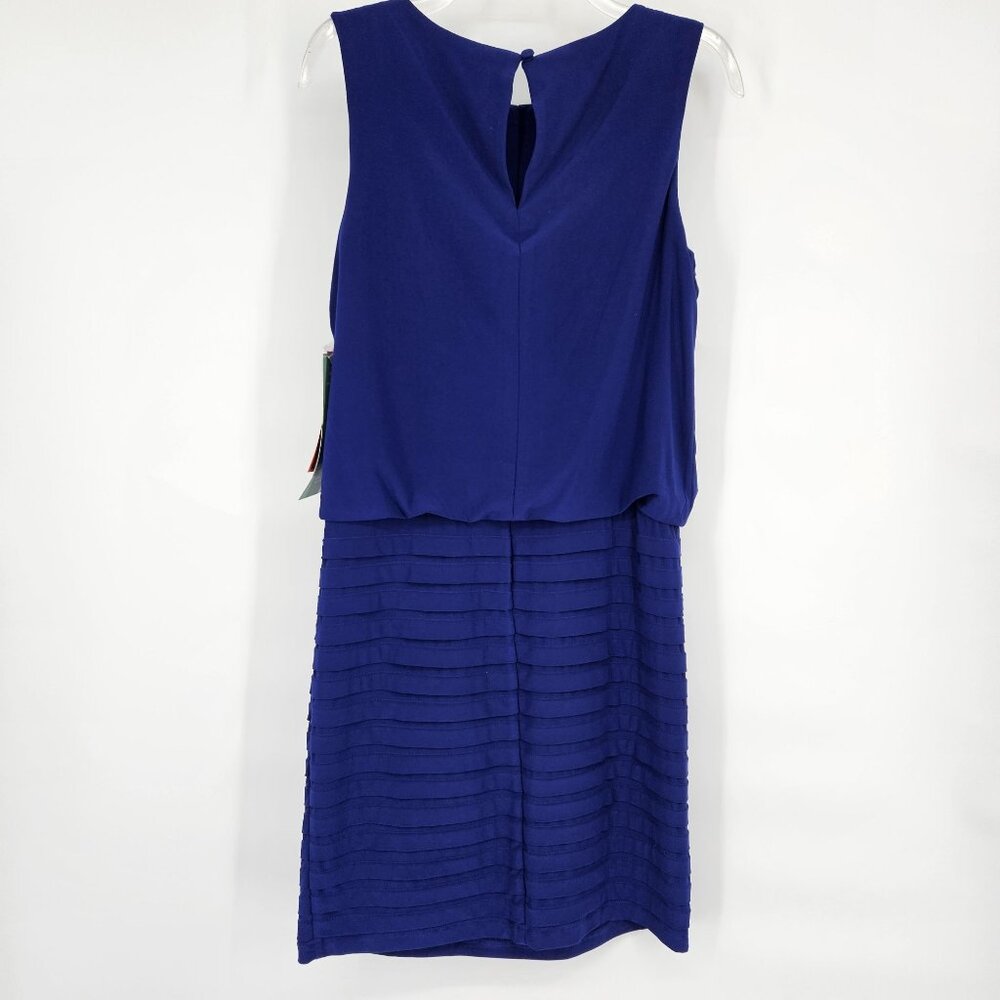 Scarlett Cocktail Midi Dress 10 Blue Sleeveless Pleated Bead Bling Party NEW - Picture 6 of 13
